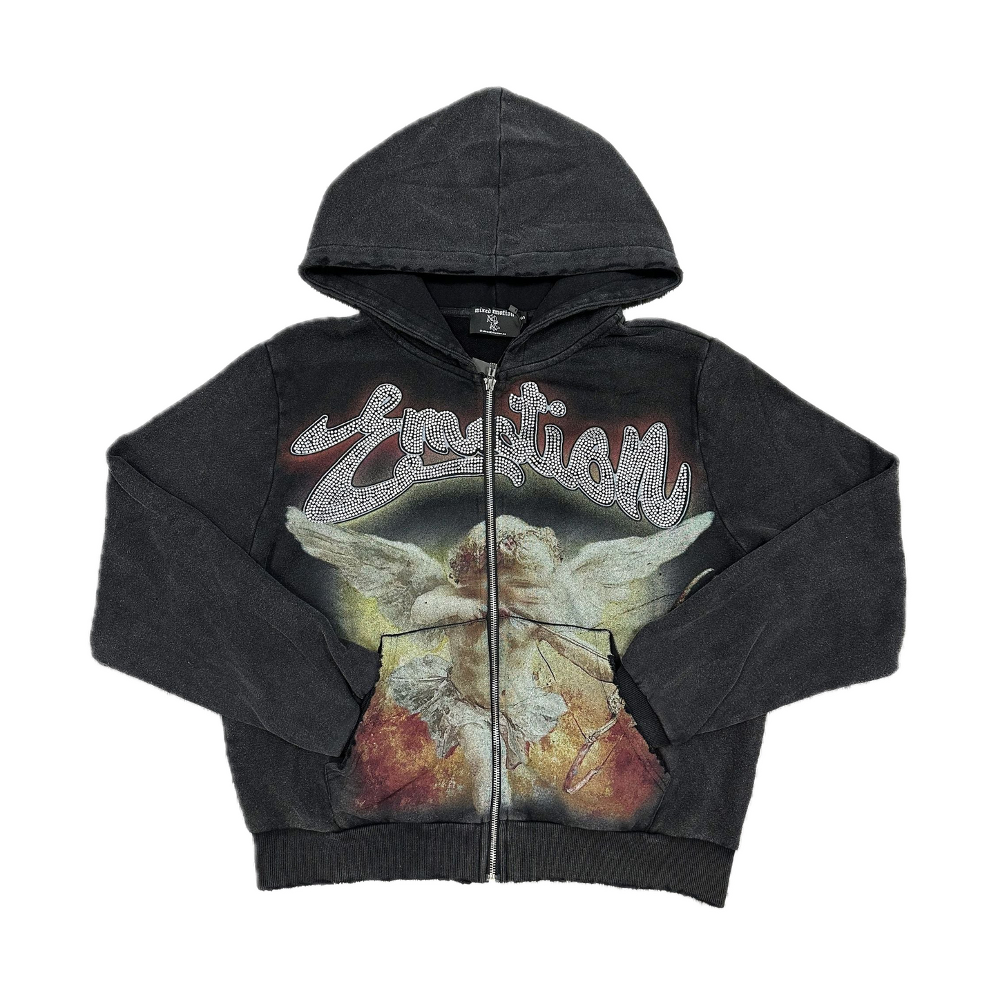 Mixed Emotions Rhinestone Black Hoodie