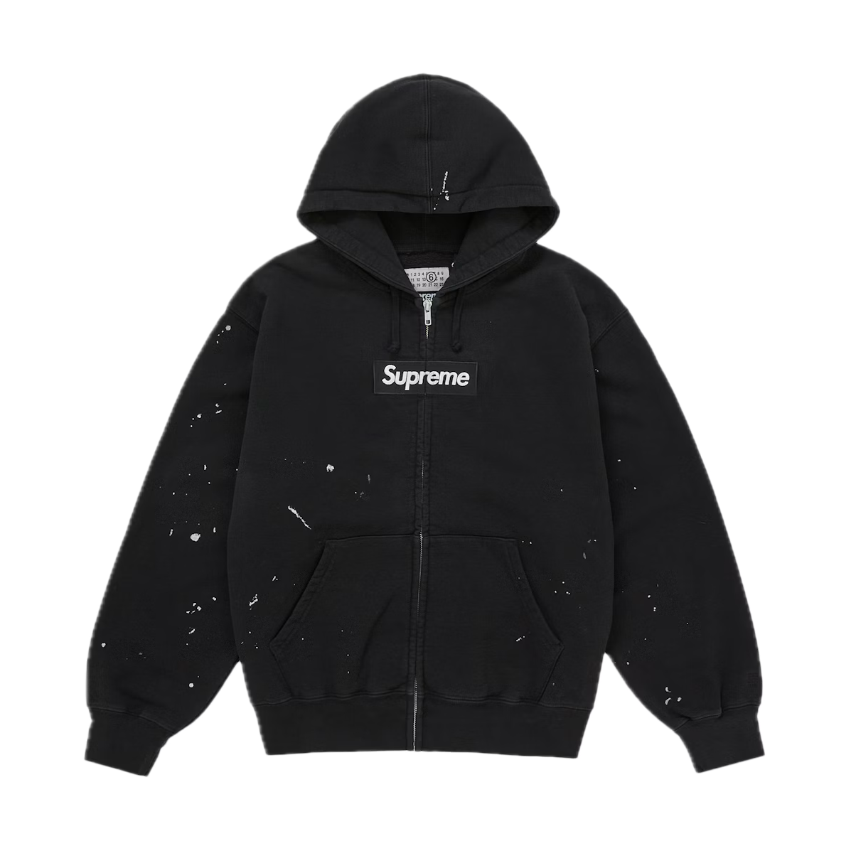 Supreme MM6 Maison Margiela Box Logo Zip Up Hooded Sweatshirt Black